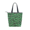 thumbnail image 2 of Zipper canvas bag large capacity large size practical handbag durable Canvas with leather material Powder Green Retro Leopard Print, 2 of 7