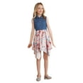 thumbnail image 3 of YEAHDOR Kids Girls Spring Summer Sundress Denim Chiffon Patchwork A-Line Sleeveless Dress Pink Floral 6, 3 of 7