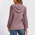 thumbnail image 6 of Tusihei Women Hooded Lace Knitted Long Sleeve Pullover Sweater Drawstring Lightweight Casual Tunic Tops Fall Spring Fashion Pullovers Blouses, Purple S, 6 of 7