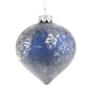 Giftcraft 1Pack Silver and Blue Iced Glass Ornament - - Onion