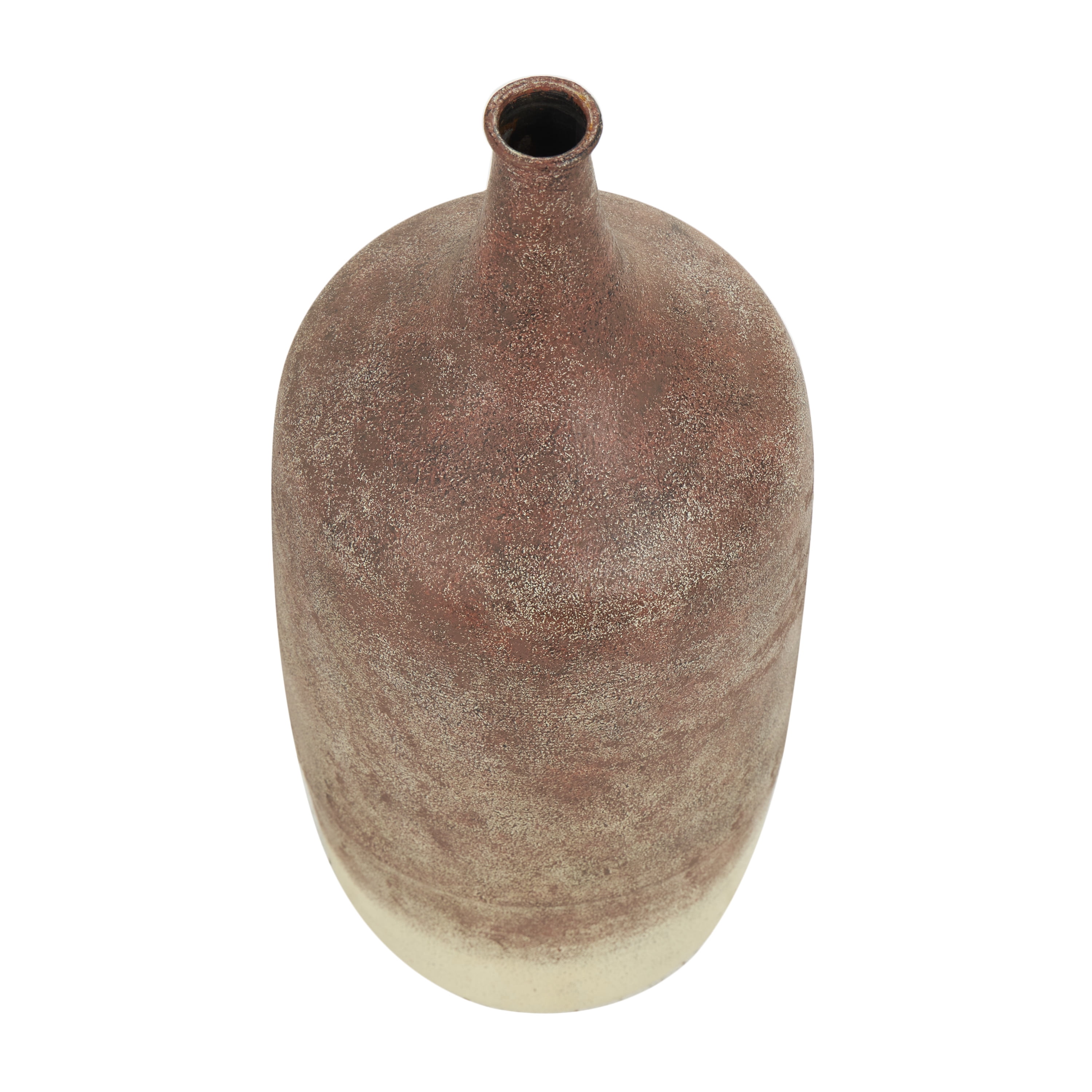 DecMode 20" Distressed Textured Ombre Copper Metal Vase with Cream Accent