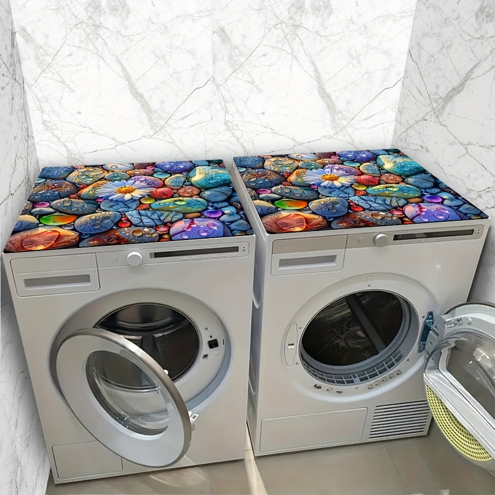 1pc 20in×24in/24in×24in, Colored Stones Pattern, Washer And Dryer Top Protection Mat, Washing Machine Dust Cover Mat, Kitchen Accessories, Non-Slip, For Laundry Bathroom Home Decor, Room Decor