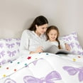 thumbnail image 5 of Manfei Purple Bow Boy Girl 2pcs Bedding Comforter Set,Dreamy Princess Twin Comforter Sets,Cute Bowknot Breathable Bedding Set,Super Cozy Room Decor,Reversible, 5 of 8