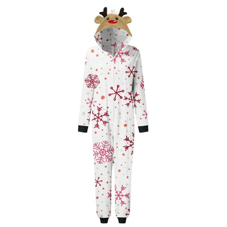 

Family Matching Outfits Women s Christmas Snowflake Print Onesie Pajamas With Hat For Holiday Matching Outfits Set
