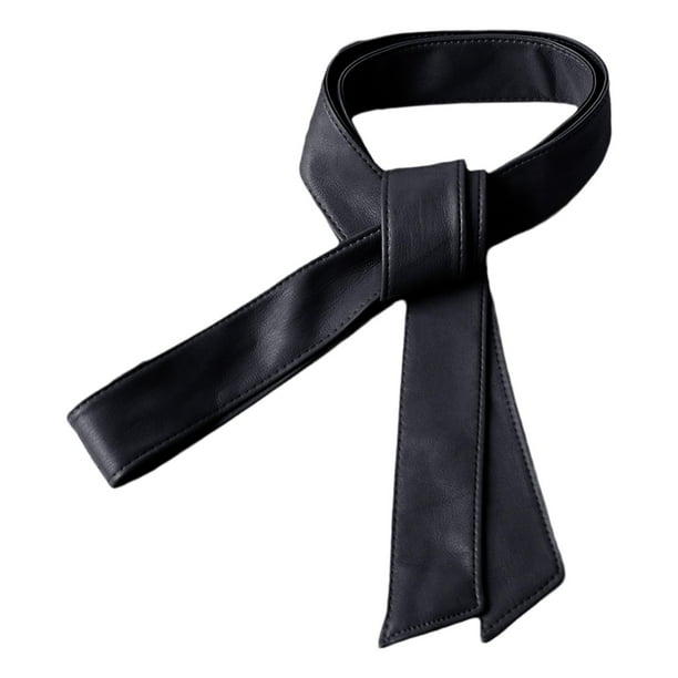 Cinturón de gabardina de cuero sintético, moderno y decorativo, para cortavientos. Negro