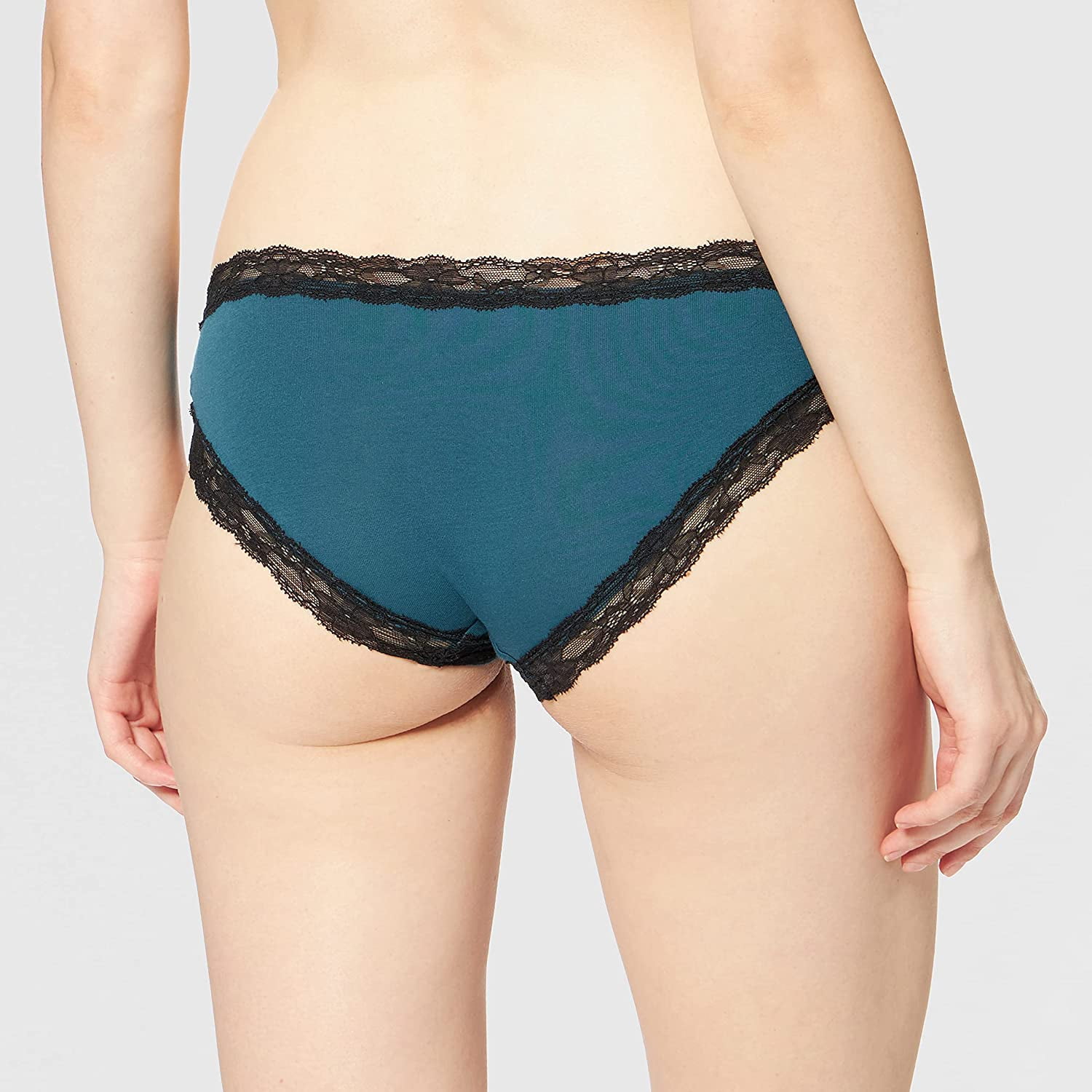 Iris & Lilly Women's Lace Cheeky Hipster Knickers with Trim Detail, Pack of  2, Black, 8 : : Fashion
