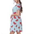 thumbnail image 2 of Vsdgher Robes Maxi Midi Décontractées Melon D\'eau pour Femmes Été 2025 Manches Courtes Légères Col Rond Robe de Plage, 2 of 6