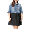 thumbnail image 6 of MODA NOVA Juniors Plus Size Jean Button Outfits Fashion Cropped Denim Jackets, 6 of 6