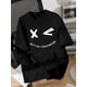 thumbnail image 1 of Teen Boys Casual Short Sleeve T-Shirt with Happy Face Geometric Design Print, Regular Fit Crew Neck, Machine Washable Spring Summer Tops, Teen Boys Shirt, Spring Summer Clothing, 1 of 6