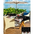 thumbnail image 4 of Black Christmas Outdoor Tablecloth - 60x120 Inch Rectangle Dining Table Cover, Xmas Tree Snowflake Elk Balls Waterproof Outdoor Table Cloth with Umbrella Hole & Zipper for Picnic/Patio, 4 of 5