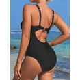 thumbnail image 5 of Sociala Sleeveless One Piece Swimwear for Womens Ruched V Neck Swimsuit, 5 of 5