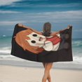 thumbnail image 2 of Joyful Cartoon Character Beach Towel - Short Brown Hair White Shirt & Blue Holding Red Heart - Perfect for Pool & Travel, 2 of 6
