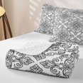 thumbnail image 4 of jejeloiu Elegant Damask Bed Spread Queen For Men Women,Floral Pattern Queen Coverlet Set,Black White,3-Piece, 4 of 7