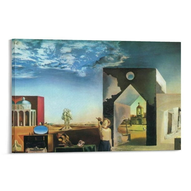 Salvador Dali Impresión Pintura Suburbios de una ciudad crítica paranoica Regalos Lienzo Pintura Póster Arte de pared Impresiones de imágenes decorativas Decoración moderna 08x12 pulgadas (20x30 cm)