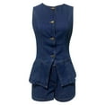 thumbnail image 5 of Fayshow0 Up to 50% off Jean Jackets for Women 2025 Women's Fashionable Casual Solid Color Distressed Sleeveless And Hooded Denim Jacket/jacket,Blue L, 5 of 7