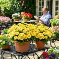 thumbnail image 4 of UV Resistant Outdoor Artificial Daisy Flowers Bouquet, Realistic Faux Greenery Bonsais for Hanging Bonsaier, Lifelike Floral Decor for Porch Patio Garden Yard Indoor Table Centerpiece, Yellow, 4 of 5