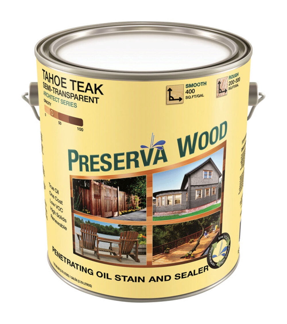 Preserva Wood Semi-Transparent Tahoe Teak Oil-Based Oil Penetrating Wood Stain/Sealer 1 gal