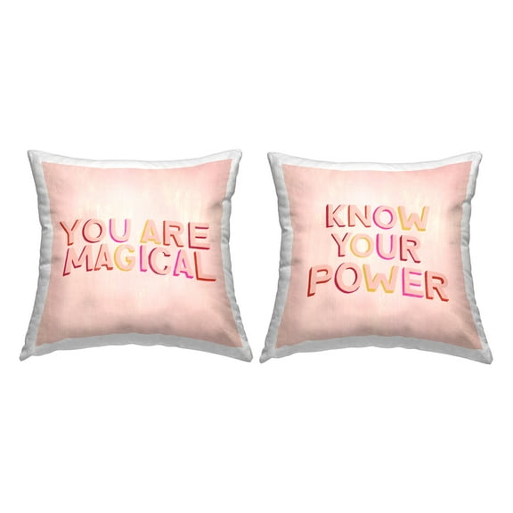 Stupell Industries You Are Magical Motivational Square Decorative Printed Throw Pillow, 18 x 18, Set of 2