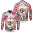 thumbnail image 3 of Hello Valentine’s Day Brittany Spaniel Flower Crown Romantic Pink Floral All Over Print 3D Baseball Jacket Brittany Dog Lover Gifts Idea Bomber Jacket Softball - 00031, 3 of 6