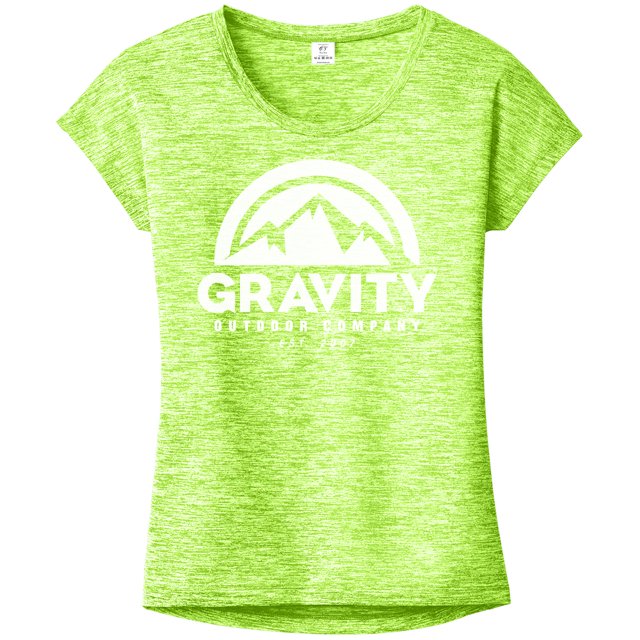 Camiseta de manga corta Gravity Outdoor Co. Posicharge Heather logotipo blanco Lime Shock XL
