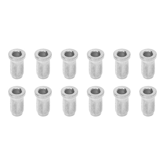 YAHHU 12 Pieces Silver Electric Guitar Bridge Body Through String Ferrules Replacement Metal Bushings String Mounting Parts