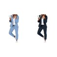 thumbnail image 1 of (2-Pack) Rinsvye Womens Solid Long Sleeve Pants Suit Set With Pockets Elastic Waistband Tailored Fit Business Formal Wear, 1 of 6