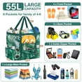 thumbnail image 3 of Livhil Mesh Beach Bag Rope Handles, Mesh Tote Bag for Women Contains Wicker Oversized Beach Tote Bag with 9 Small Pockets  (Green), 3 of 7