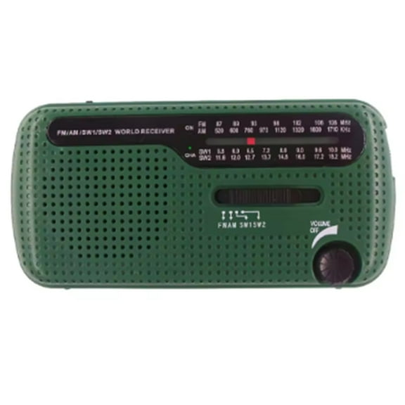 Portable Solar Hand Crank Radio 1200mAh USB Portable Outdoor Emergency Speaker Stereo Emergency Hand Crank Green
