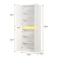 thumbnail image 3 of 71" Tall Kitchen Pantry, Pantry Storage Cabinet with High Gloss Doors, Modern Buffet Hutch Cabinet with Led Light and Adjustable Shelves for Dining Room, Living Room, White, 3 of 9
