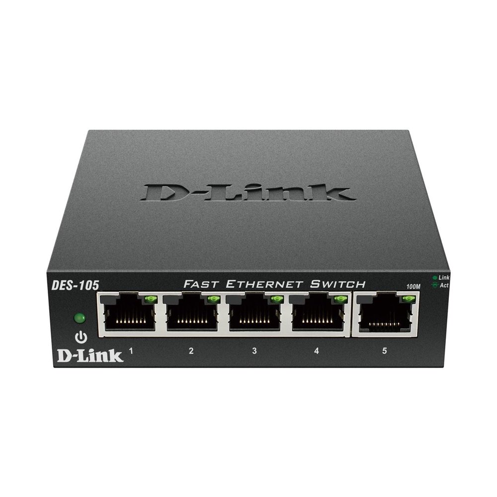 DLink 5Port 10/100 Unmanaged Metal Desktop Switch, Easy PlugandPlay