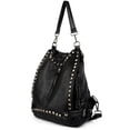thumbnail image 2 of UTO Women Backpack Purse Vegan Leather Anti-theft Rivet Studded Ladies Rucksack Fashion Shoulder Bag Convertible(Black), 2 of 8