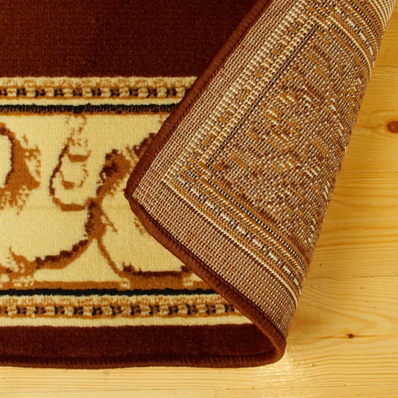 Superior Classic Elegant Floral Medallion Power-Loomed Indoor Area Rug, Toffee, 5' x 5' Square