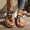 Black, variant on Womens Beaded Shell Toe Ring Flat Sandals Bohemian Ankle Strap Summer Sandals