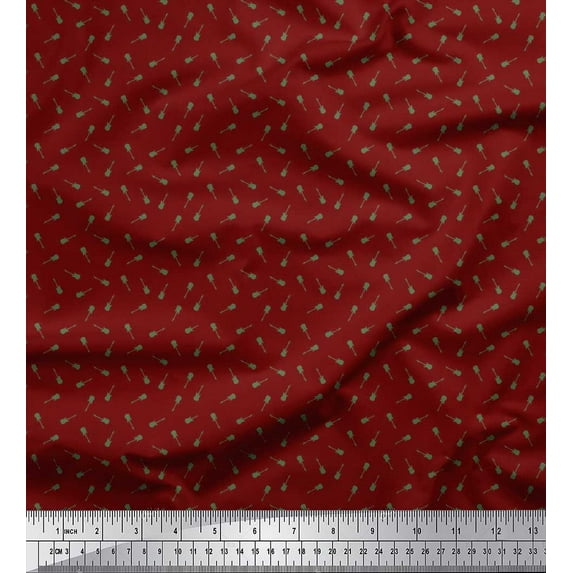Soimoi Moss Georgette Fabric Guitar Shirting Printed Craft Fabric by The Yard 42 Inch Wide