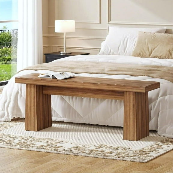 Fnova 48" Wooden Two - Person Backless Entryway Bench with Under - Bench Storage for Outdoor Garden, Living Room, Bedroom, Dining Room, Hallway