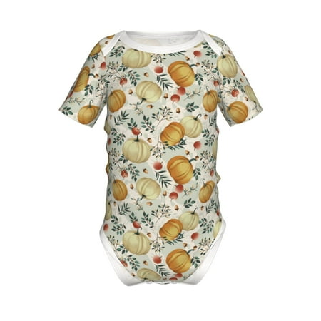 

Junzan Autumn Pumpkins Leaves Print Short-Sleeve Baby Climbing Clothes Bodysuits for Infant One-Piece for Baby Boys & Girls Baby Clothes Baby Romper with Snap Closure-12 Months