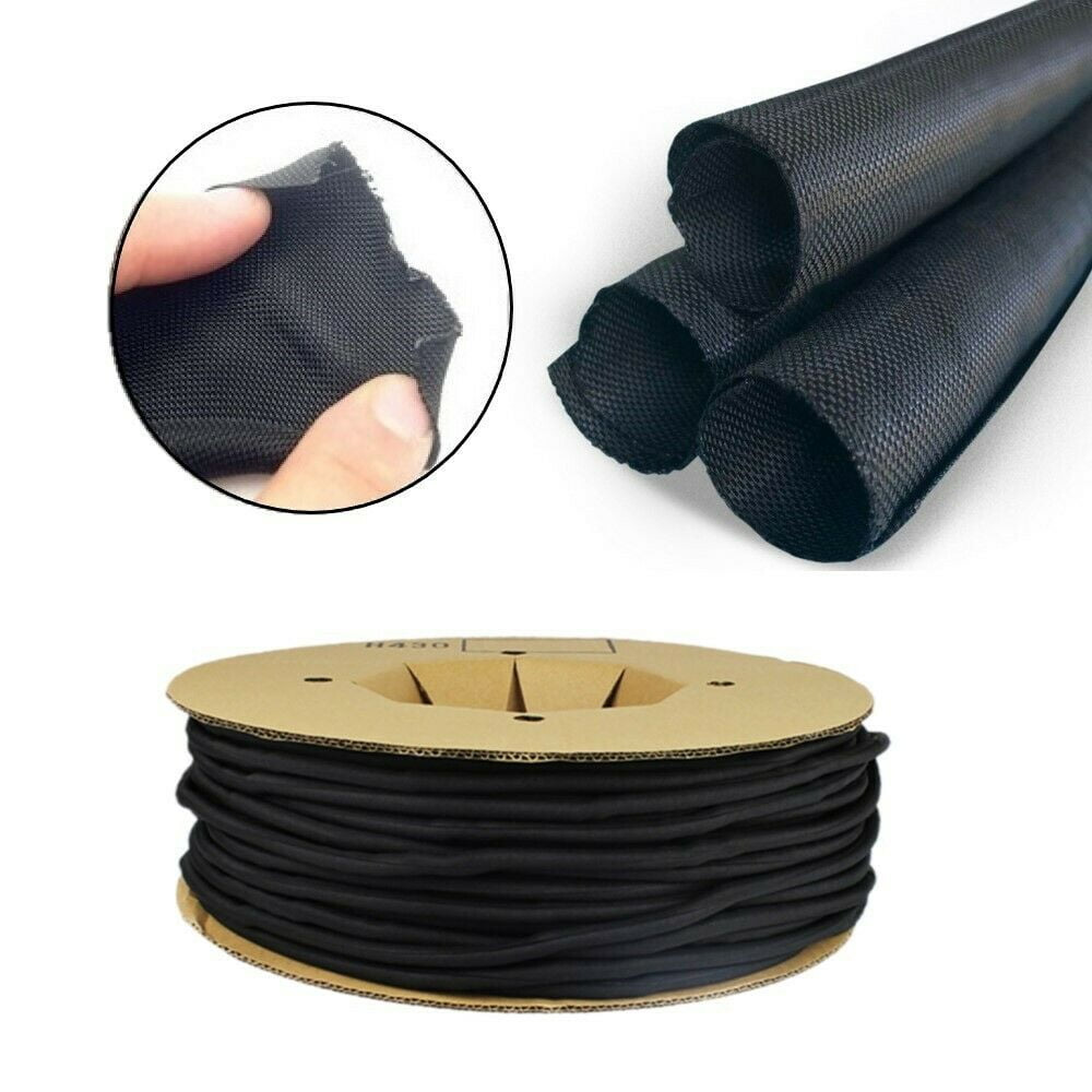 Expandable Braided Sleeve Wiring Loom Cable Harness Sheathing Wrap Black PET LOT