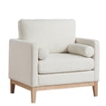thumbnail image 5 of GZXS Upholstered Armchair with Bolster Pillows, 35.43"W Boucle Fabric Accent Chair with Solid Rubber Wood Legs, Removable Seat/BackCushions, for Living Room/Reading Nook (Ivory+Natural), 5 of 10