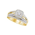 thumbnail image 1 of Size - 6 - Solid 10k Yellow Gold Princess Cut Round White Diamond Bridal Solitaire Halo Engagement Ring with Matching Wedding Band (1/2 cttw), 1 of 2