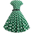 thumbnail image 3 of Robe à Manches Courtes Femme Vintage Années 1950 Rétro Manches Courtes Imprimé à Pois Soirée Bal Robe, 3 of 8