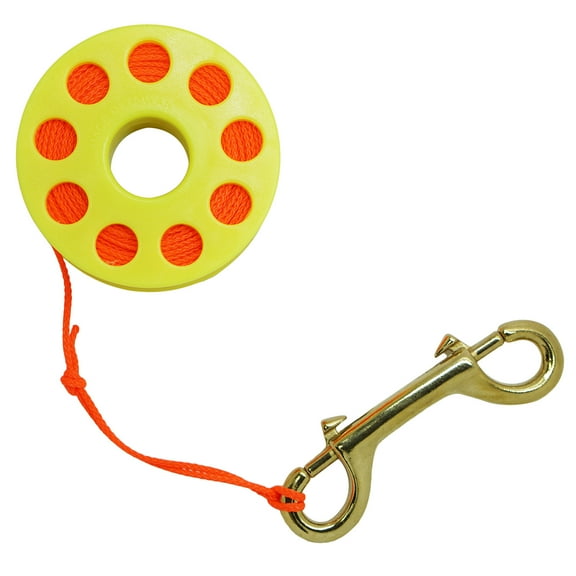 Scuba Choice Diving Yellow Compact Finger Spool 65ft Dive Reel- Orange Line