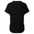 thumbnail image 4 of BKQCNKM Shirts for Women T Shirts for Women Ladies Casual V Neck Short Sleeve T Shirt Pleated Solid Color Button Top Tshirts Shirts for Women, Black XL, 4 of 8
