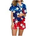 thumbnail image 7 of Simua Button Dowm Pajamas for Women, Women's Independence Day Print Short Sleeve Lapel Shirts with Shorts Summer Soft Home Wear Set, Size S-XXL, 7 of 7