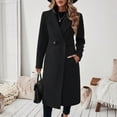 thumbnail image 6 of Rexolia Women's Double Breasted Long Coat Notched Lapel Winter Overcoat Black L, 6 of 6