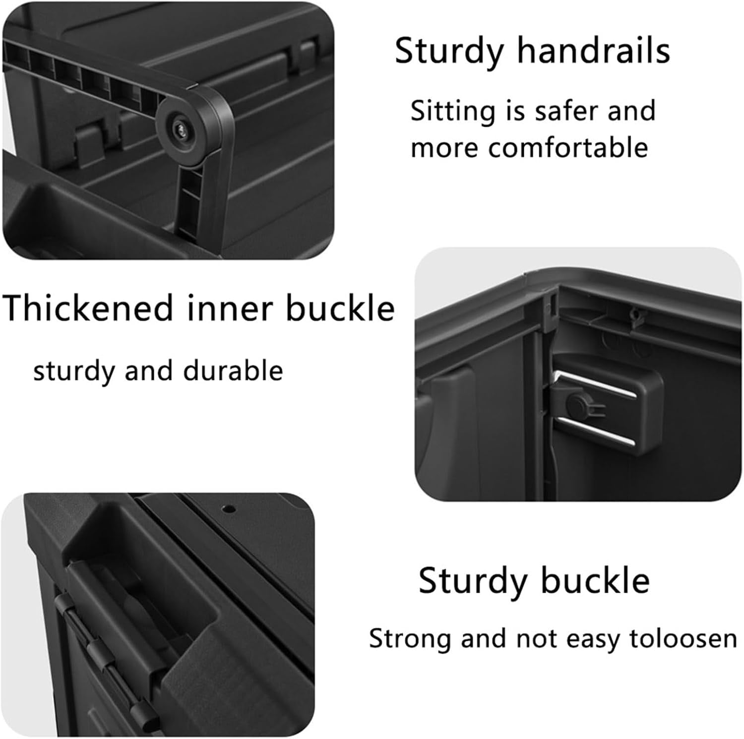 Versatile Foldable Seatable Camping Box Car Organizer Heavy Duty Storage Bins With Lids Box Trunk,Durable Plastic,60L Can Store Clothes, Toys Camping Equipment in Large Capacit (black)
