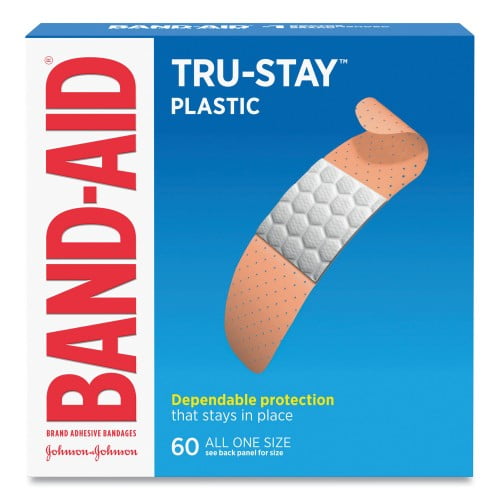New BAND-AID Plastic Adhesive Bandages, 3/4 x 3, 60/Box,Each