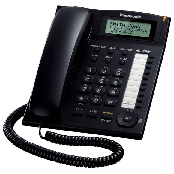 Teléfono fijo Panasonic KX-TS880B integrado con cable negro