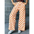 thumbnail image 4 of Pantalones Acelit a cuadros casuales para mujer, primavera verano, naranja, 4 of 5