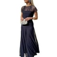 thumbnail image 5 of ZenCart Women's Sheer Mesh Dress Casual Short Sleeve O Neck Pleated Long Dress Waist-cinching Club Party Dresses Lady Slim Evening Vestidos, 5 of 8
