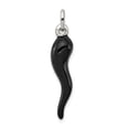 thumbnail image 1 of Pendentif en Forme de Corne Italienne Émail Noir en Argent Sterling 925, 1 of 2